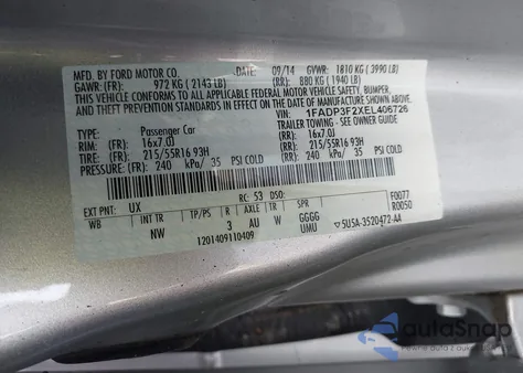 2014 Ford Focus Se из США, поврежденный, VIN 1FADP3F2XEL406726